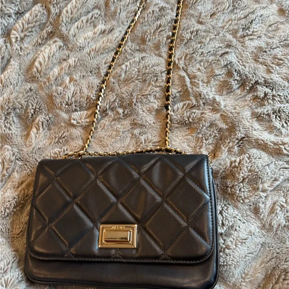Aldo Quilted Black Crossbody with Gold Accents - Picture 5 of 5